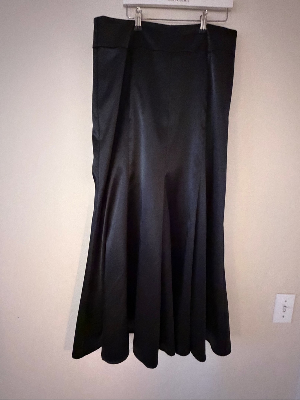 Classic Black Satin A-Line Maxi Skirt